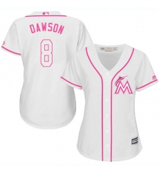 Women's Majestic Miami Marlins #8 Andre Dawson Replica White Fashion Cool Base MLB Jersey