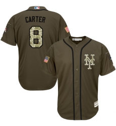 Men's Majestic New York Mets #8 Gary Carter Authentic Green Salute to Service MLB Jersey