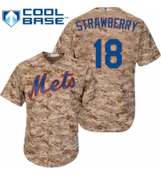 Men's Majestic New York Mets #18 Darryl Strawberry Authentic Camo Alternate Cool Base MLB Jersey