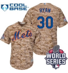 Men's Majestic New York Mets #30 Nolan Ryan Authentic Camo Alternate Cool Base 2015 World Series MLB Jersey