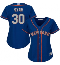 Women's Majestic New York Mets #30 Nolan Ryan Authentic Royal Blue Alternate Road Cool Base MLB Jersey