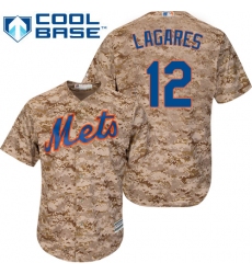 Men's Majestic New York Mets #12 Juan Lagares Authentic Camo Alternate Cool Base MLB Jersey