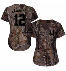 Women's Majestic New York Mets #12 Juan Lagares Authentic Camo Realtree Collection Flex Base MLB Jersey