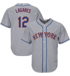 Youth Majestic New York Mets #12 Juan Lagares Replica Grey Road Cool Base MLB Jersey