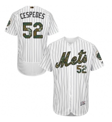 Men's Majestic New York Mets #52 Yoenis Cespedes Authentic White 2016 Memorial Day Fashion Flex Base MLB Jersey