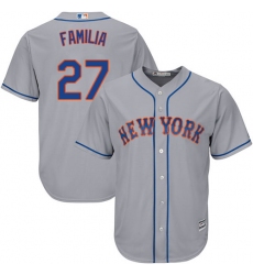 Youth Majestic New York Mets #27 Jeurys Familia Replica Grey Road Cool Base MLB Jersey