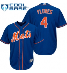 Youth Majestic New York Mets #4 Wilmer Flores Authentic Royal Blue Alternate Home Cool Base MLB Jersey