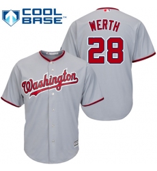 Youth Majestic Washington Nationals #28 Jayson Werth Replica Grey Road Cool Base MLB Jersey
