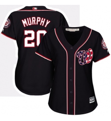 Women's Majestic Washington Nationals #20 Daniel Murphy Authentic Navy Blue Alternate 2 Cool Base MLB Jersey