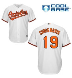 Youth Majestic Baltimore Orioles #19 Chris Davis Authentic White Home Cool Base MLB Jersey