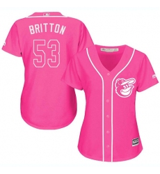 Women's Majestic Baltimore Orioles #53 Zach Britton Authentic Pink Fashion Cool Base MLB Jersey
