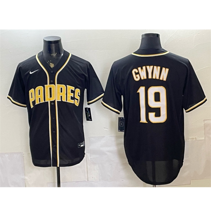Men's San Diego Padres #19 Tony Gwynn 2026 Fashion Replica Black Out Stitched Baseball Jersey