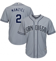 Men's Majestic San Diego Padres #2 Johnny Manziel Authentic Grey Road Cool Base MLB Jersey