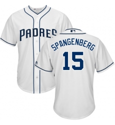 Youth Majestic San Diego Padres #15 Cory Spangenberg Authentic White Home Cool Base MLB Jersey