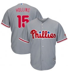 Men's Majestic Philadelphia Phillies #15 Dave Hollins Replica Grey Road Cool Base MLB Jersey