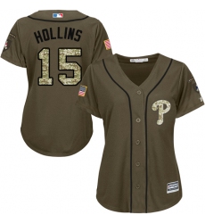 Women's Majestic Philadelphia Phillies #15 Dave Hollins Authentic Green Salute to Service MLB Jersey
