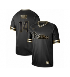 Men's Philadelphia Phillies #14 Pete Rose Authentic Black Gold Fashion Baseball Jersey