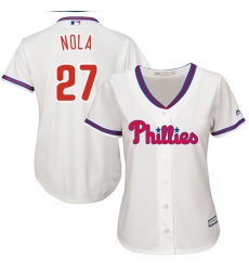 Women's Majestic Philadelphia Phillies #27 Aaron Nola Authentic Cream Alternate Cool Base MLB Jersey