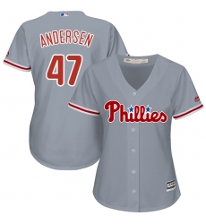 Women's Majestic Philadelphia Phillies #47 Larry Andersen Replica Grey Road Cool Base MLB Jersey