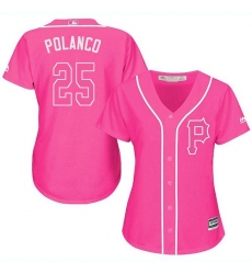 Women's Majestic Pittsburgh Pirates #25 Gregory Polanco Authentic Pink Fashion Cool Base MLB Jersey