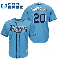 Youth Majestic Tampa Bay Rays #20 Steven Souza Replica Light Blue Alternate 2 Cool Base MLB Jersey