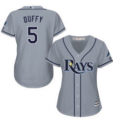 Women's Majestic Tampa Bay Rays #5 Matt Duffy Authentic Grey Road Cool Base MLB Jersey