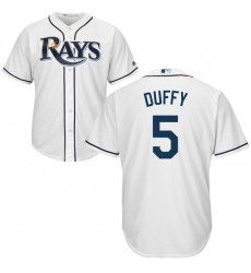 Youth Majestic Tampa Bay Rays #5 Matt Duffy Authentic White Home Cool Base MLB Jersey
