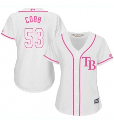 Women's Majestic Tampa Bay Rays #53 Alex Cobb Replica White Fashion Cool Base MLB Jersey