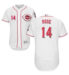 Men's Majestic Cincinnati Reds #14 Pete Rose White Home Flex Base Authentic Collection MLB Jersey