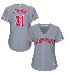 Women's Majestic Cincinnati Reds #31 Drew Storen Authentic Grey Road Cool Base MLB Jersey