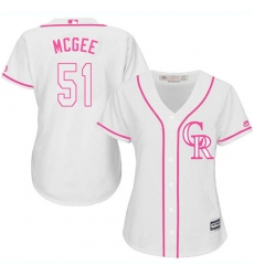 Women's Majestic Colorado Rockies #51 Jake McGee Authentic White Fashion Cool Base MLB Jersey