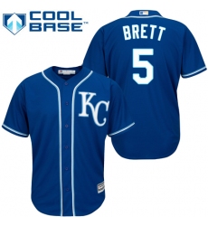 Youth Majestic Kansas City Royals #5 George Brett Authentic Blue Alternate 2 Cool Base MLB Jersey