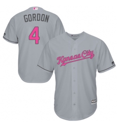 Men's Majestic Kansas City Royals #4 Alex Gordon Replica Grey 2016 Mother's Day Cool Base MLB Jersey