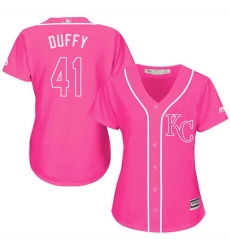 Women's Majestic Kansas City Royals #41 Danny Duffy Replica Pink Fashion Cool Base MLB Jersey