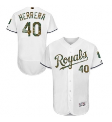 Men's Majestic Kansas City Royals #40 Kelvin Herrera Authentic White 2016 Memorial Day Fashion Flex Base MLB Jersey