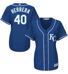 Women's Majestic Kansas City Royals #40 Kelvin Herrera Authentic Blue Alternate 2 Cool Base MLB Jersey