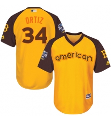 Youth Majestic Boston Red Sox #34 David Ortiz Authentic Yellow 2016 All-Star American League BP Cool Base MLB Jersey