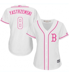 Women's Majestic Boston Red Sox #8 Carl Yastrzemski Authentic White Fashion MLB Jersey