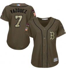 Women's Majestic Boston Red Sox #7 Christian Vazquez Authentic Green Salute to Service 2018 World Series Champions MLB Jersey
