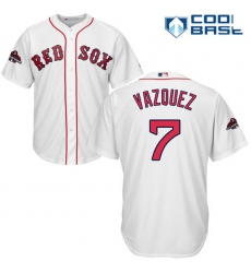Youth Majestic Boston Red Sox #7 Christian Vazquez Authentic White Home Cool Base 2018 World Series Champions MLB Jersey