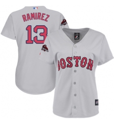 Women's Majestic Boston Red Sox #13 Hanley Ramirez Authentic Grey Road 2018 World Series Champions MLB Jersey