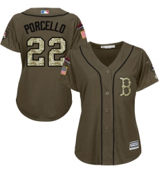 Women's Majestic Boston Red Sox #22 Rick Porcello Authentic Green Salute to Service 2018 World Series Champions MLB Jersey
