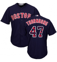 Men's Majestic Boston Red Sox #47 Tyler Thornburg Authentic Navy Blue Team Logo Fashion Cool Base MLB Jersey