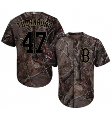 Youth Majestic Boston Red Sox #47 Tyler Thornburg Authentic Camo Realtree Collection Flex Base 2018 World Series Champions MLB Jersey
