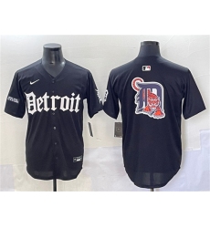 Men's Detroit Tigers Team Big Logo Black 'Motor Gothic Edition' Vapor Premier Limited Stitched Baseball Jersey