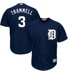 Men's Majestic Detroit Tigers #3 Alan Trammell Replica Navy Blue Alternate Cool Base MLB Jersey