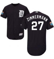 Men's Majestic Detroit Tigers #27 Jordan Zimmermann Navy Blue Alternate Flex Base Authentic Collection MLB Jersey