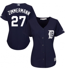 Women's Majestic Detroit Tigers #27 Jordan Zimmermann Authentic Navy Blue Alternate Cool Base MLB Jersey