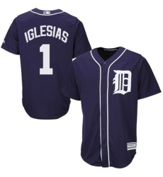 Youth Majestic Detroit Tigers #1 Jose Iglesias Replica Navy Blue Cool Base MLB Jersey
