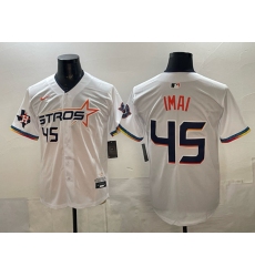 Men's Houston Astros #45 Tatsuya Imai White 2025 City Connect With Texas Limited Stitched Baseball Jersey